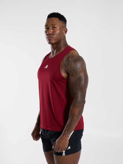 Base Cutoff - Red - Mens Workout Tee | Alphalete