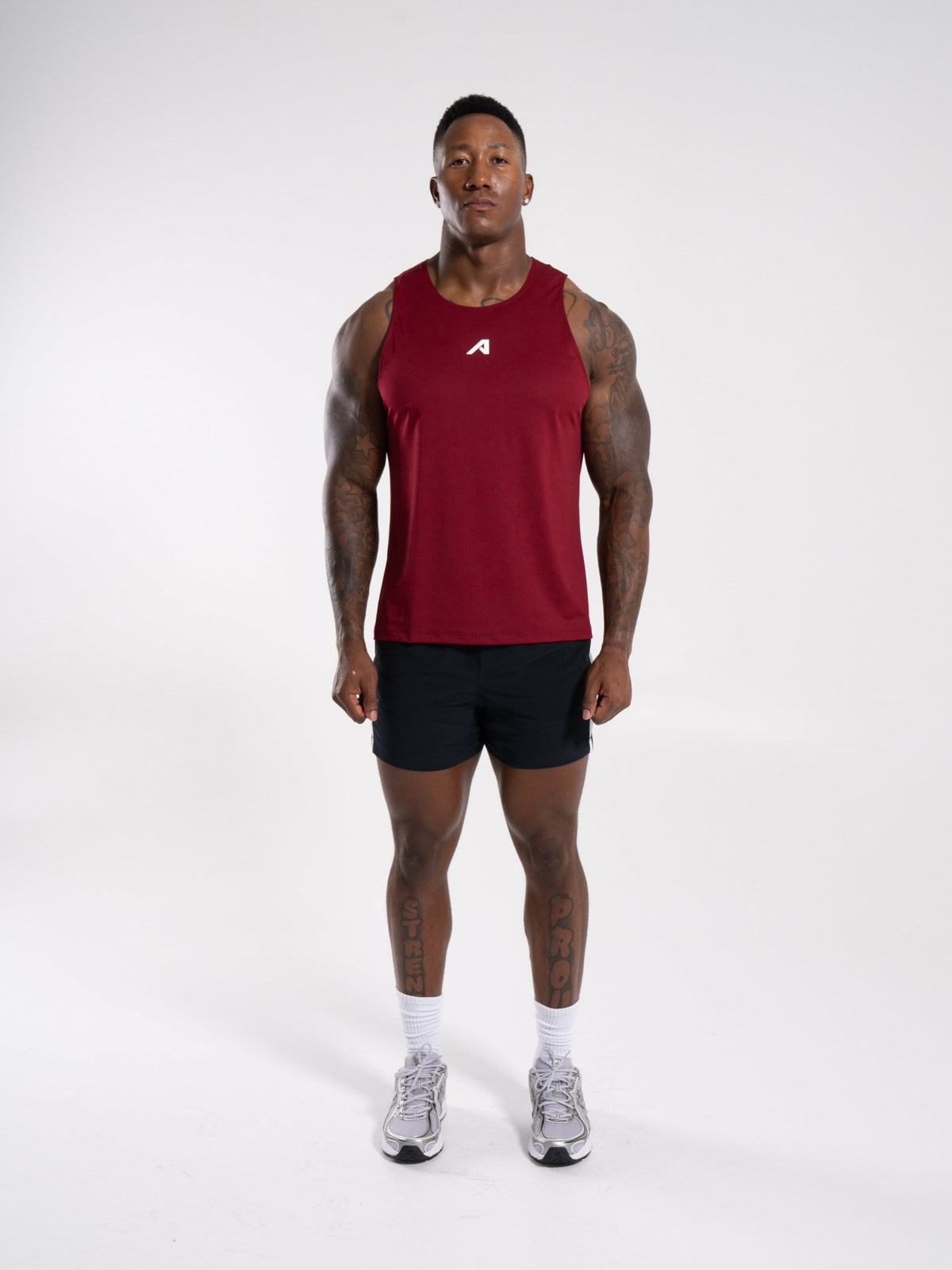 Base Cutoff - Red - Mens Workout Tee | Alphalete