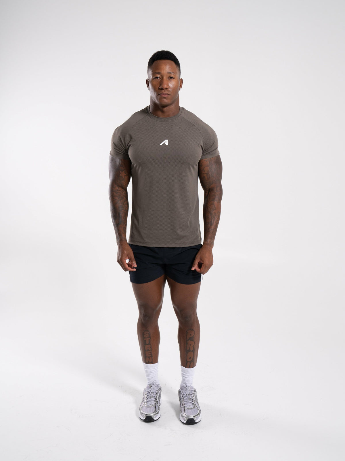 Base Tee - Khaki - Mens Workout Tee | Alphalete