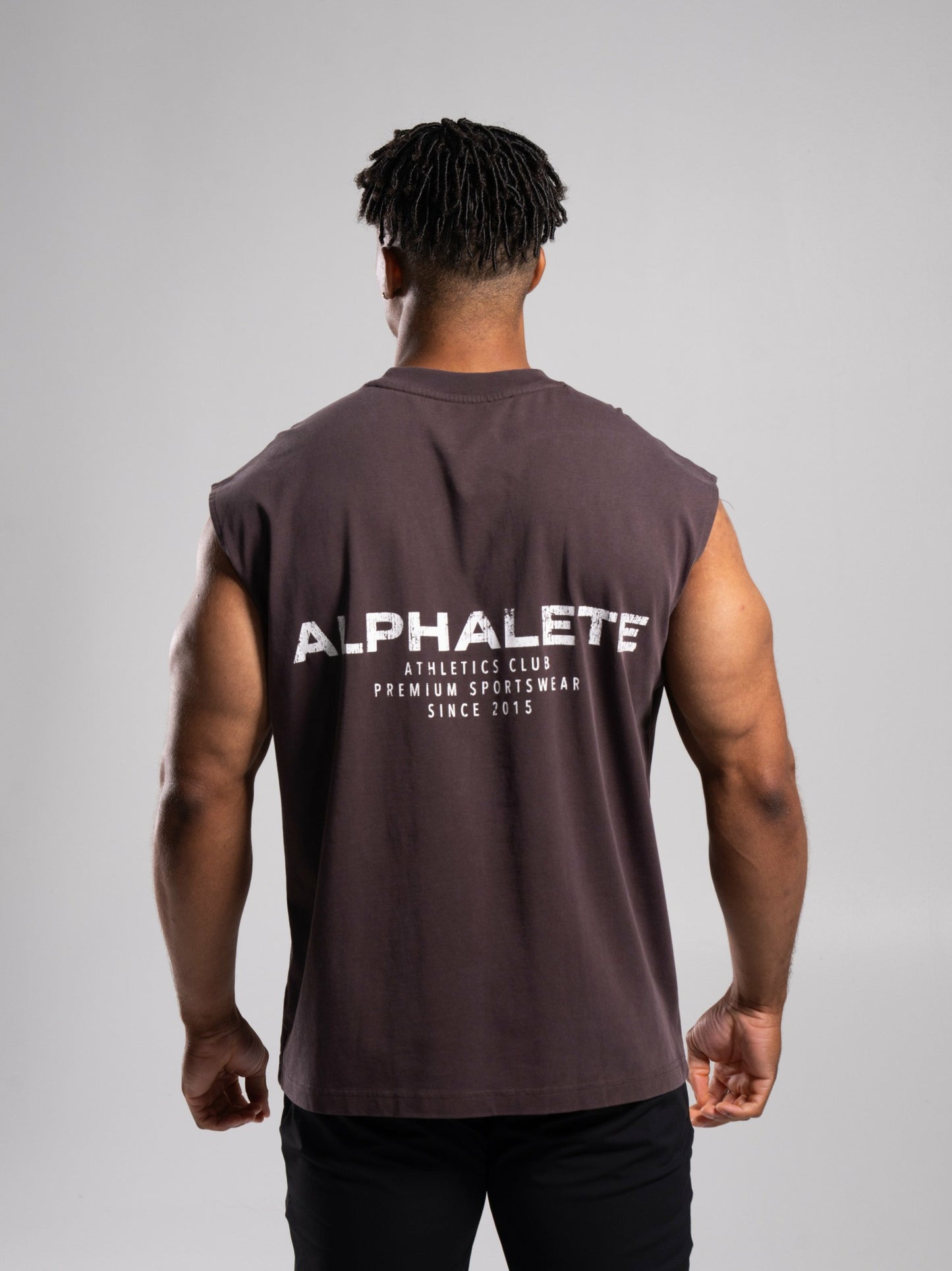 Stone Wash Alpha Tank - Walnut - Mens Workout Tee | Alphalete
