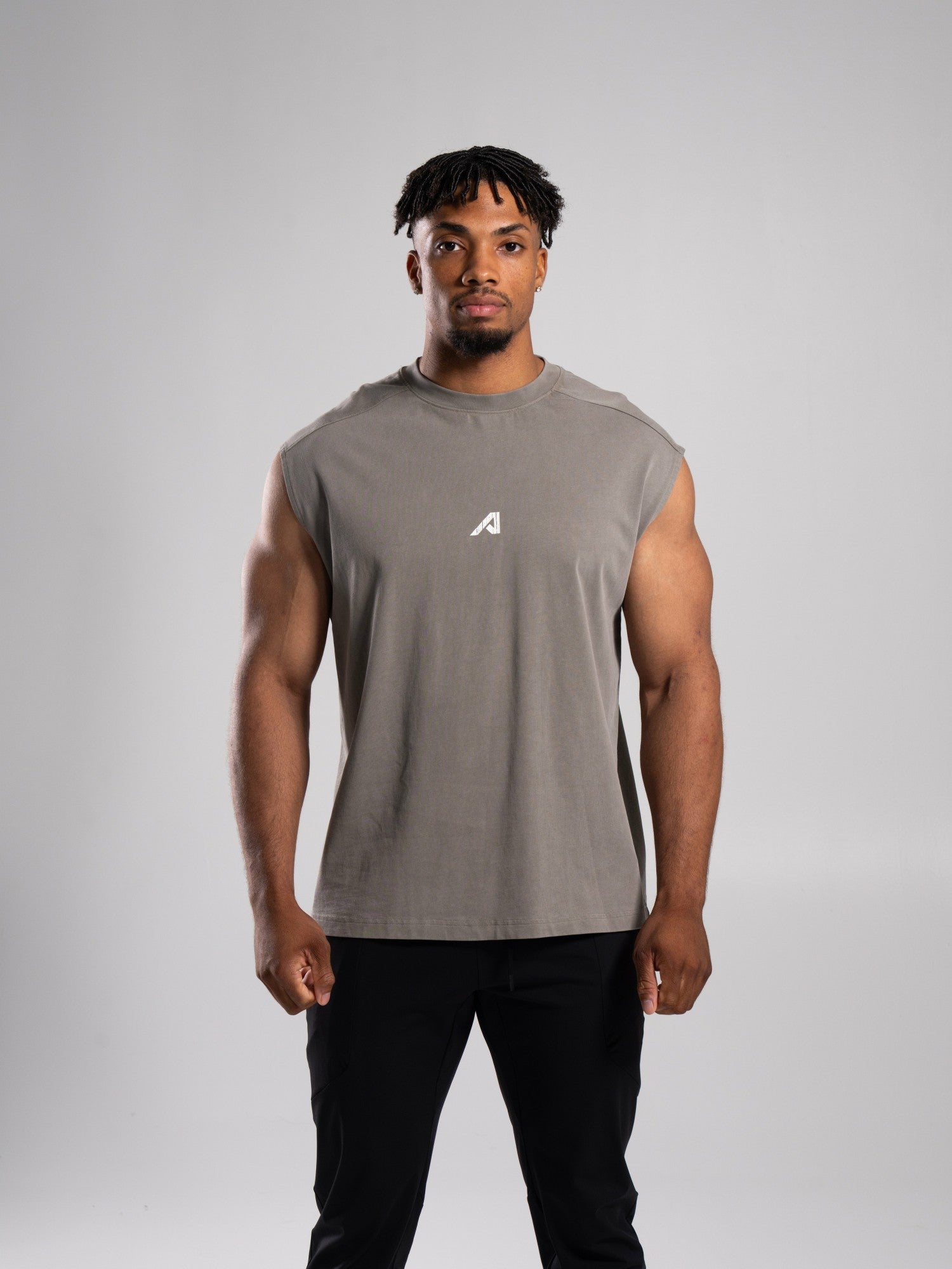Stone Wash Alpha Tank - Desert Khaki - Mens Workout Tee | Alphalete