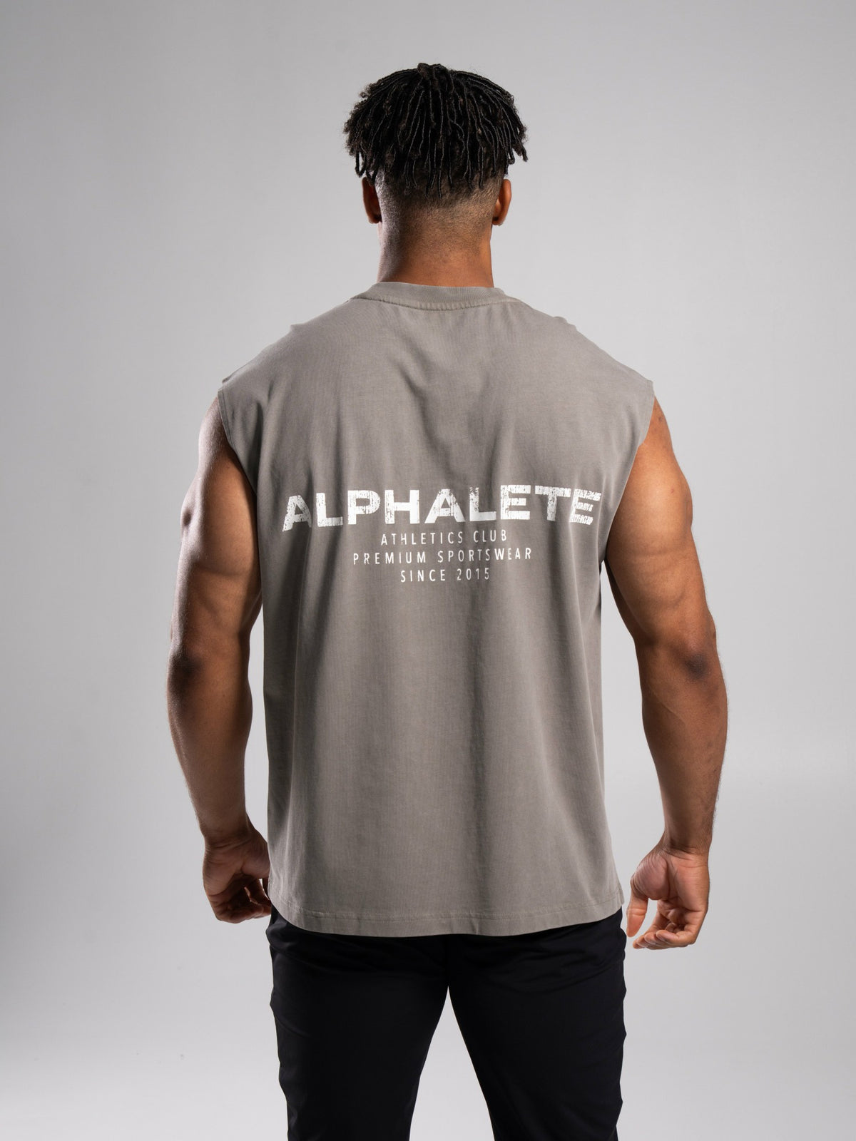 Stone Wash Alpha Tank - Desert Khaki - Mens Workout Tee | Alphalete