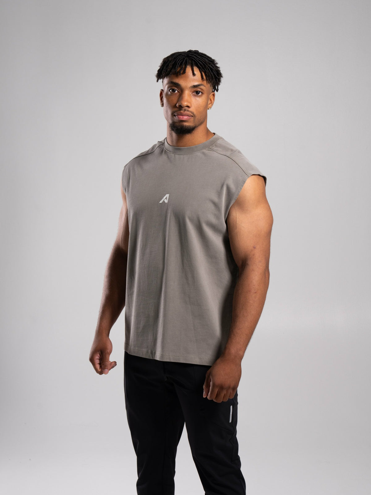 Stone Wash Alpha Tank - Desert Khaki - Mens Workout Tee | Alphalete