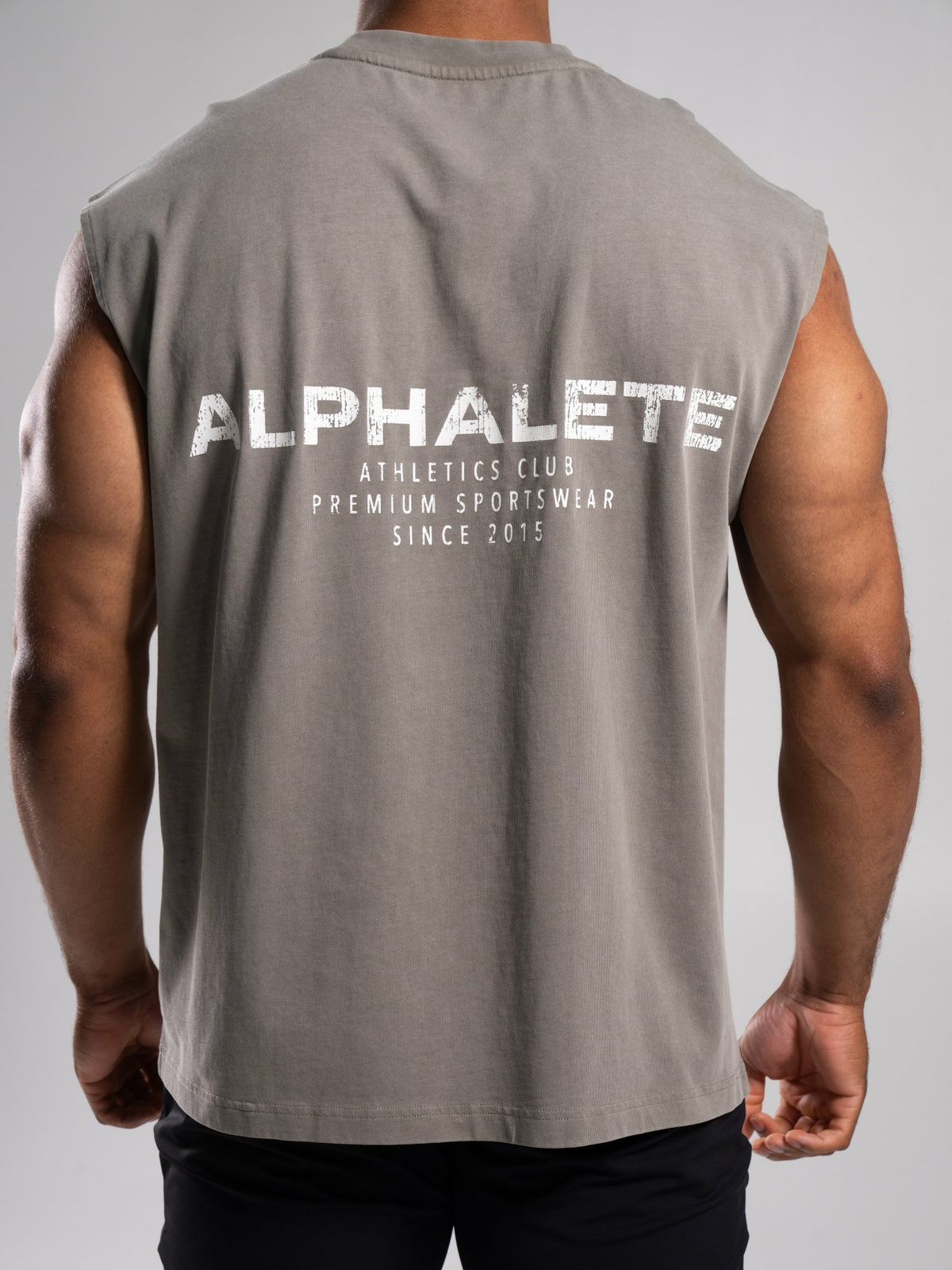 Stone Wash Alpha Tank - Desert Khaki - Mens Workout Tee | Alphalete