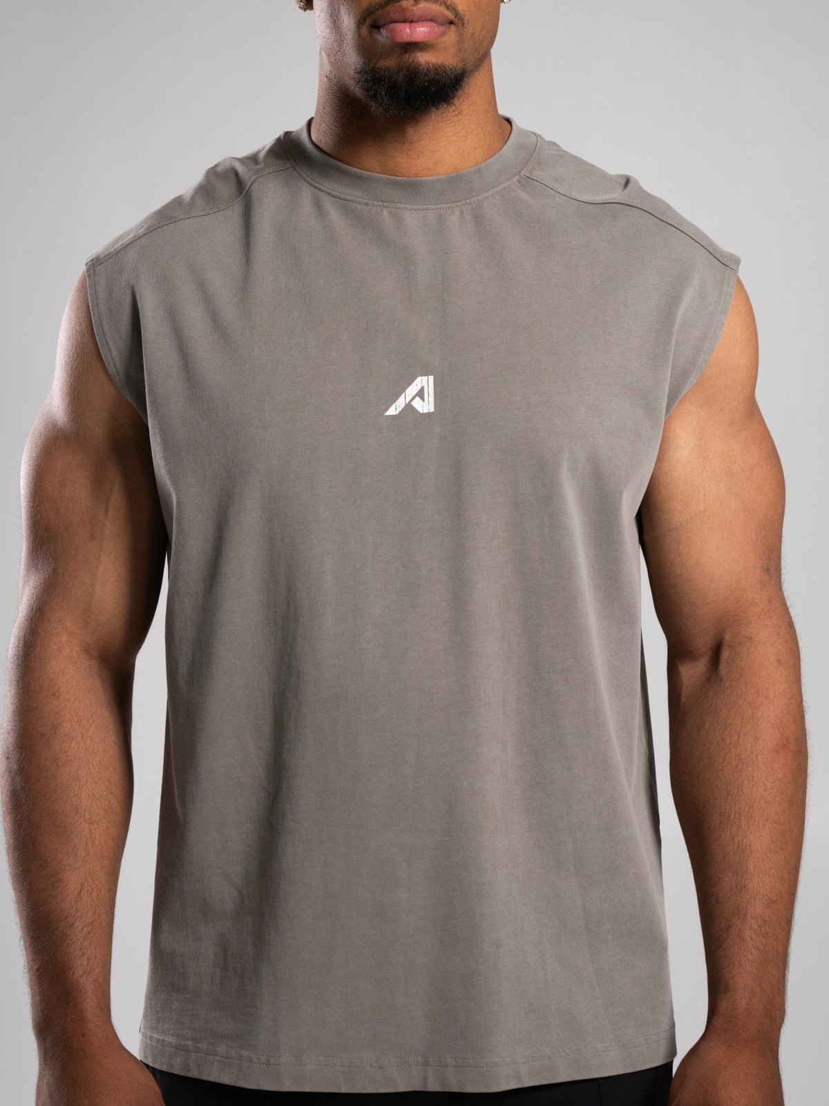 Stone Wash Alpha Tank - Desert Khaki - Mens Workout Tee | Alphalete