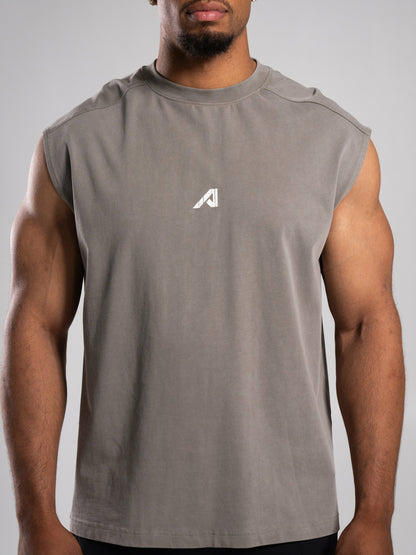 Stone Wash Alpha Tank - Desert Khaki - Mens Workout Tee | Alphalete
