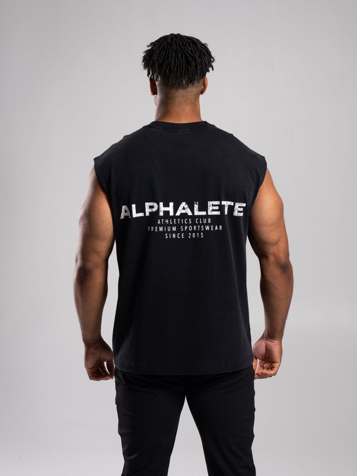 Stone Wash Alpha Tank - Black - Mens Workout Tee | Alphalete