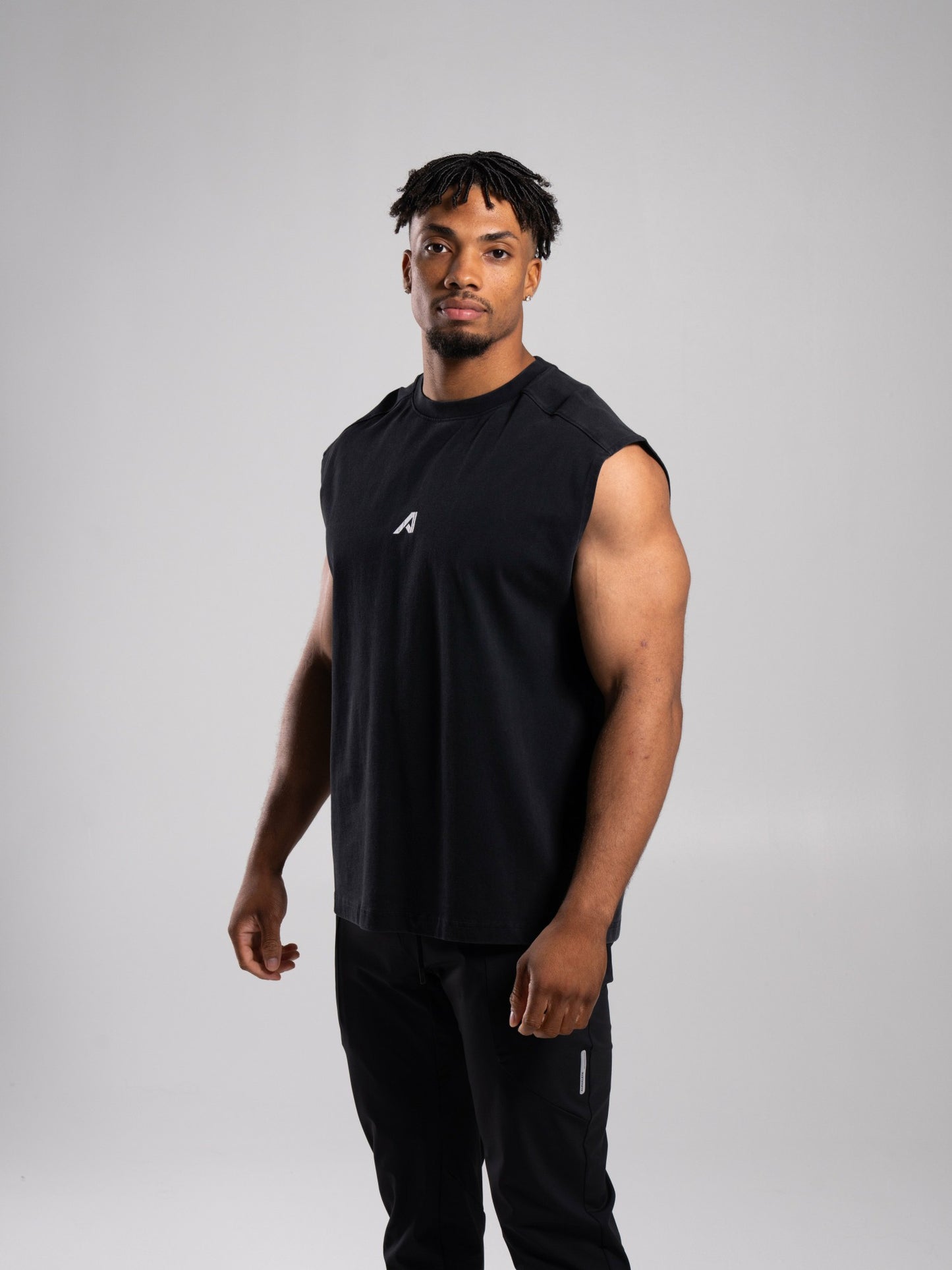 Stone Wash Alpha Tank - Black - Mens Workout Tee | Alphalete