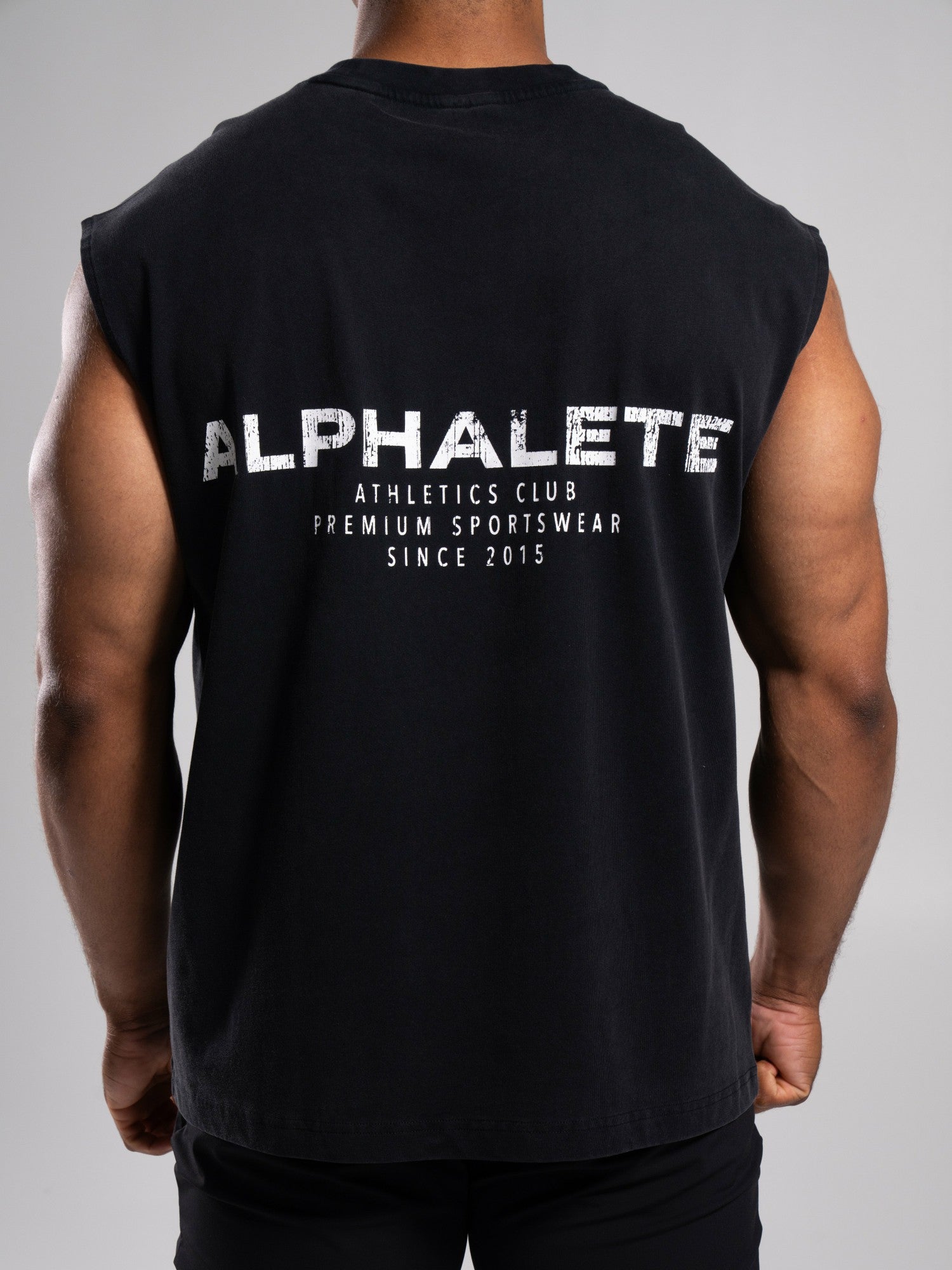Stone Wash Alpha Tank - Black - Mens Workout Tee | Alphalete