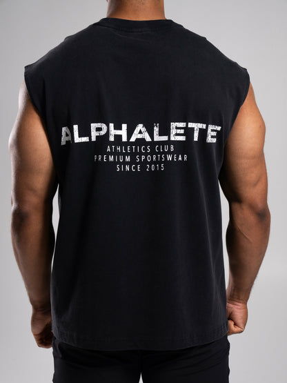 Stone Wash Alpha Tank - Black - Mens Workout Tee | Alphalete