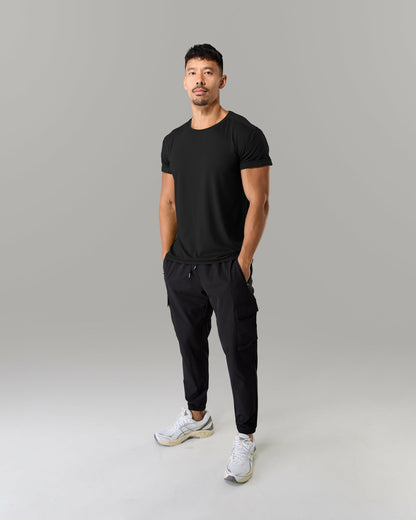 Rolled Muscle Tee - Black - Mens Workout Tee | Alphalete