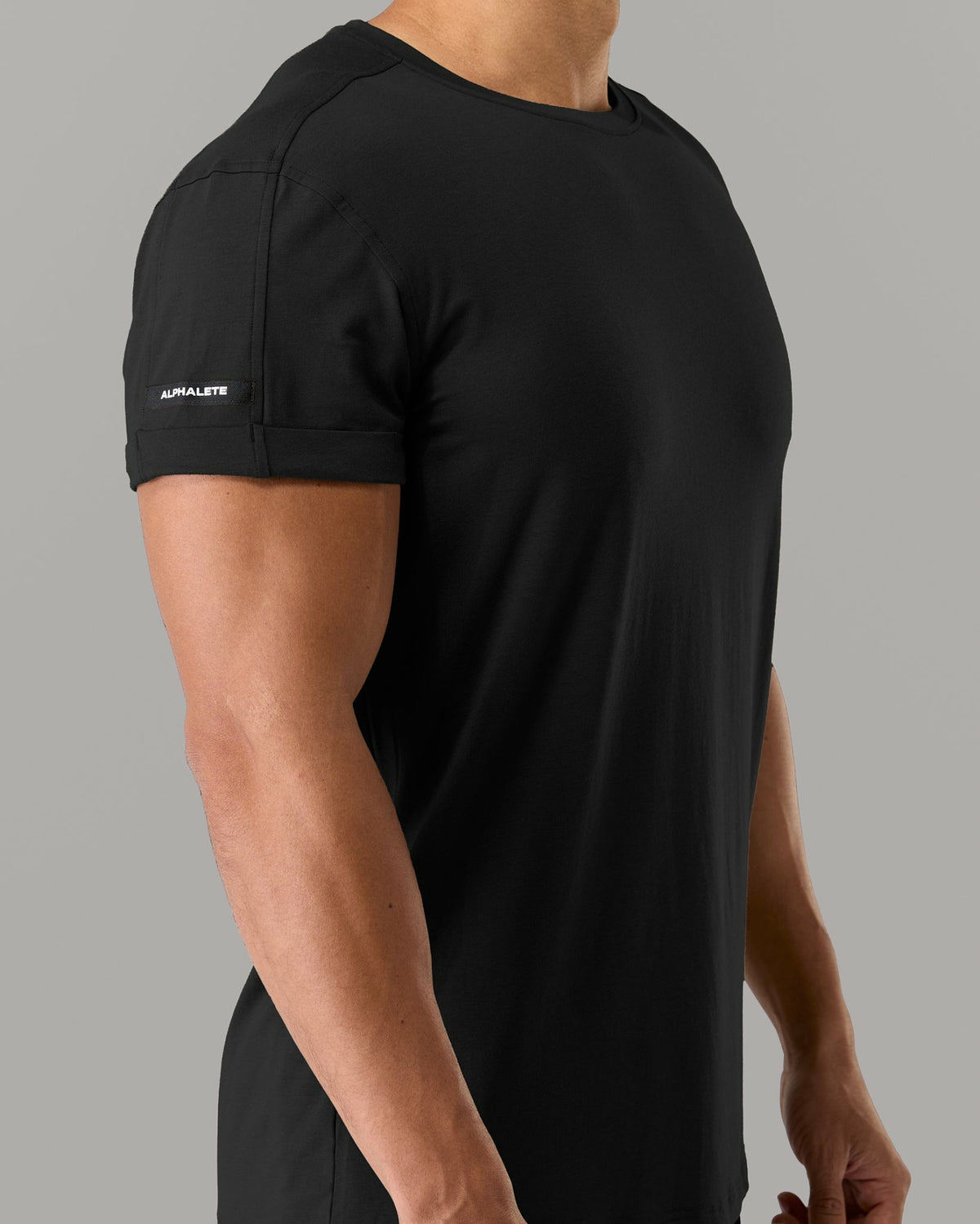 Rolled Muscle Tee - Black - Mens Workout Tee | Alphalete