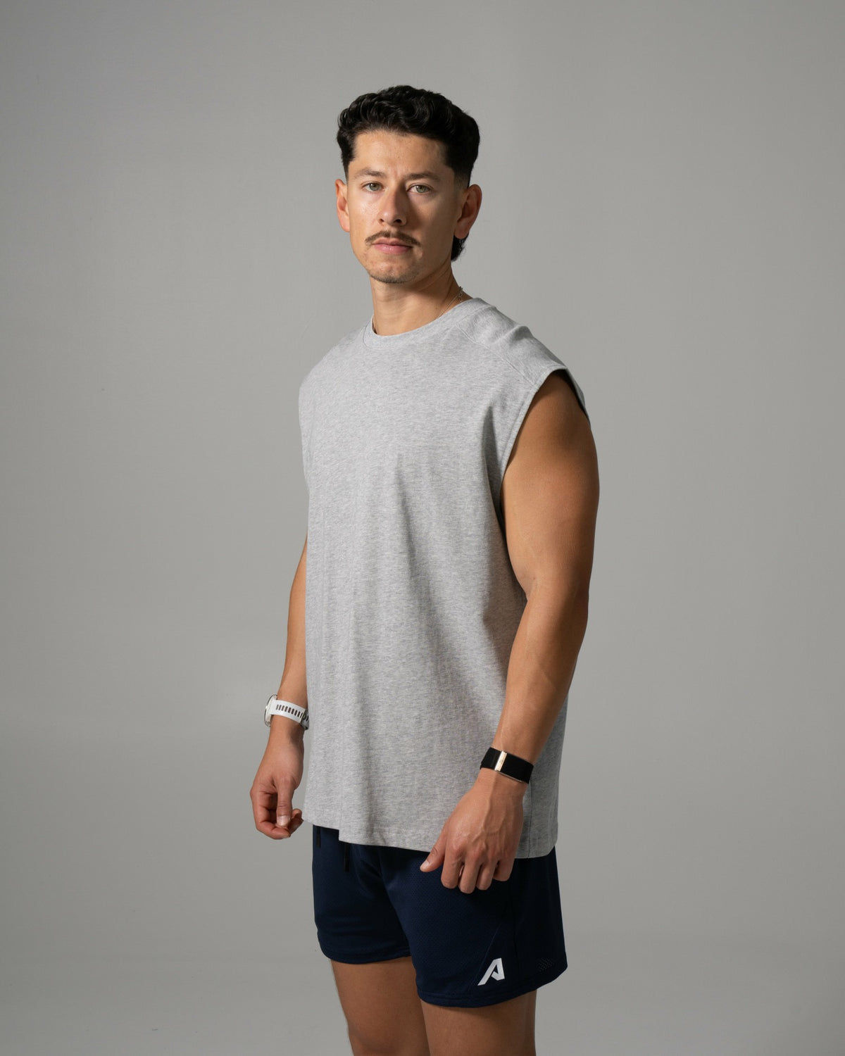Alpha Tank - Med Heather Grey - Mens Workout Tee | Alphalete