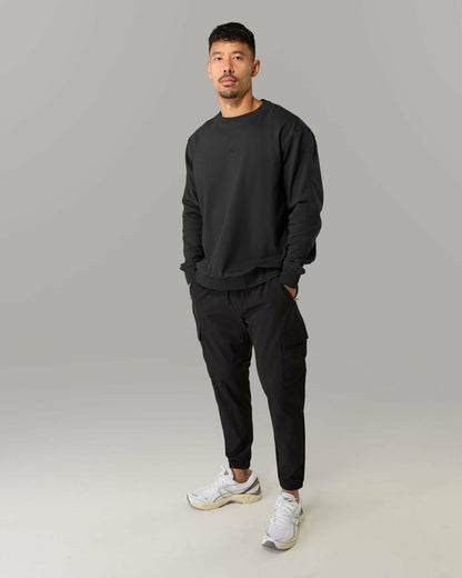 Reverse Terry Crew - Black - Workout Clothes | Alphalete