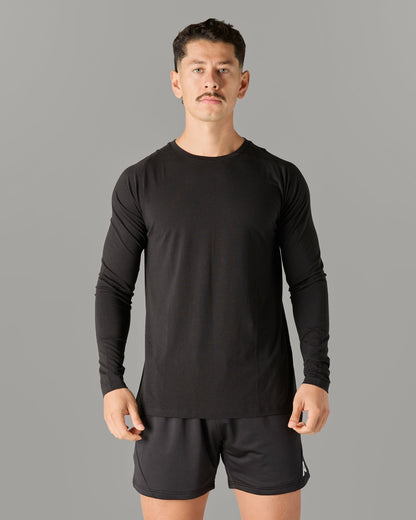 Essential LS Tee - Black - Mens Workout Tee | Alphalete