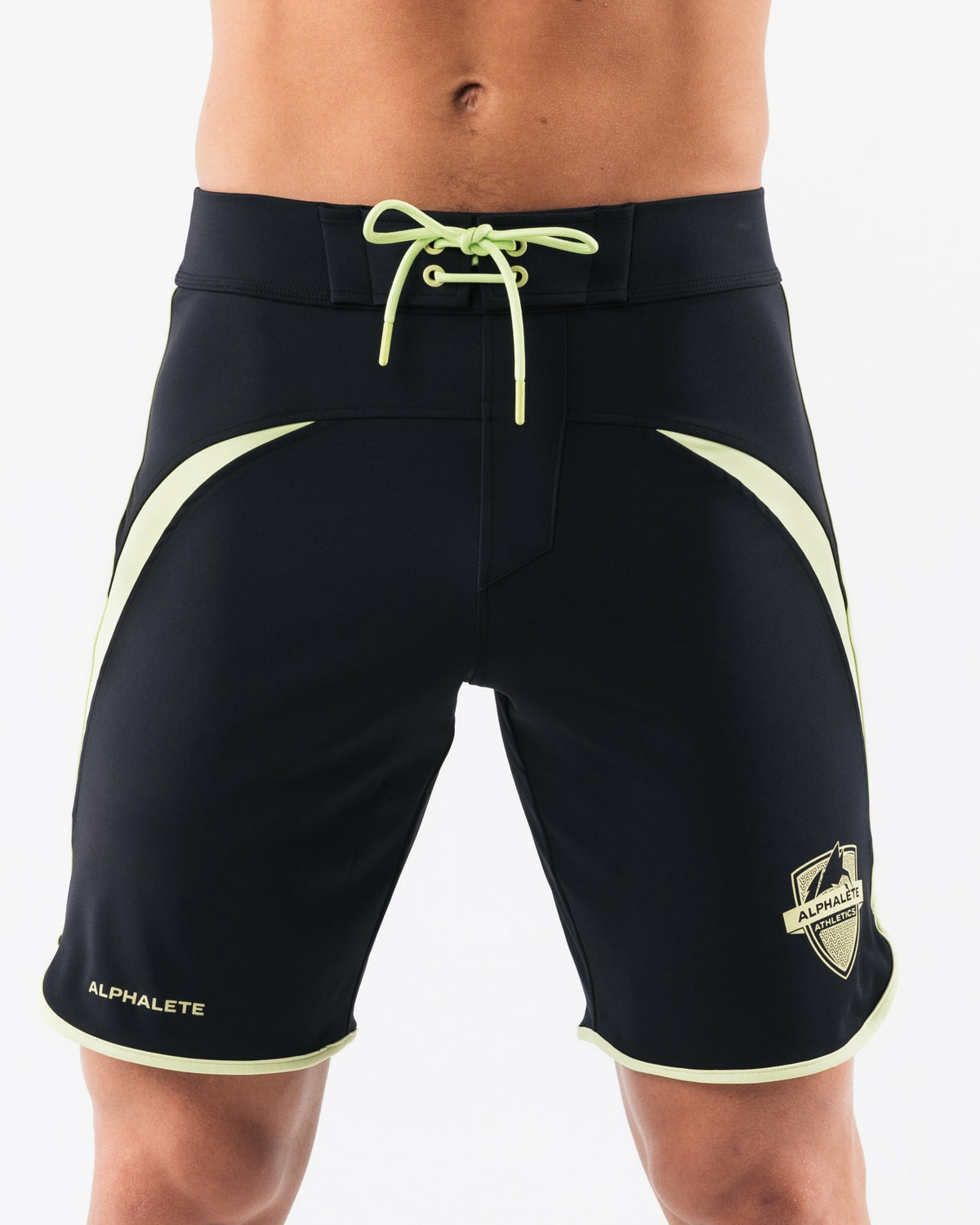 Crescent Boardshort - Black Lime - Men's Athletic Shorts | Alphalete