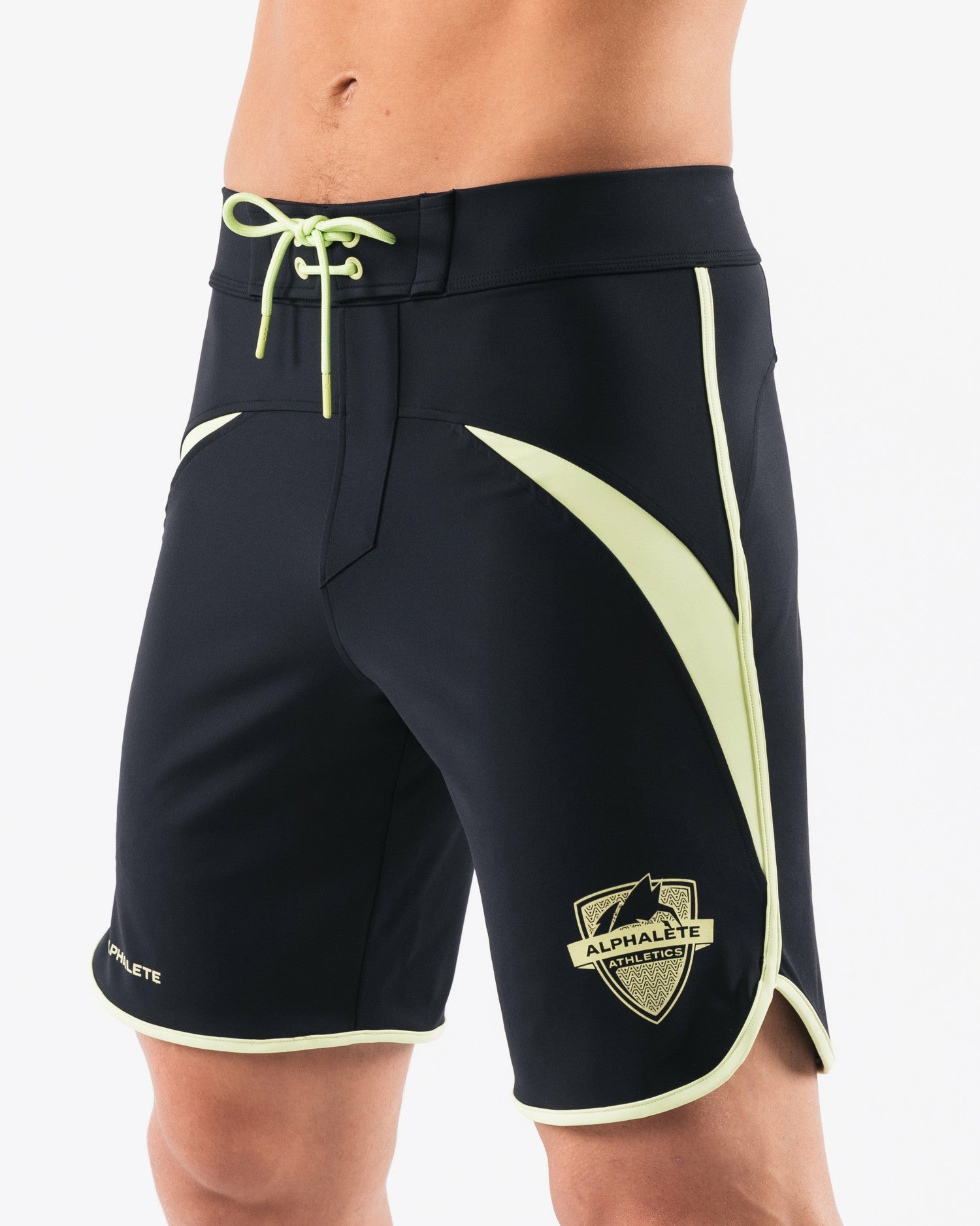 Crescent Boardshort - Black Lime - Men's Athletic Shorts | Alphalete