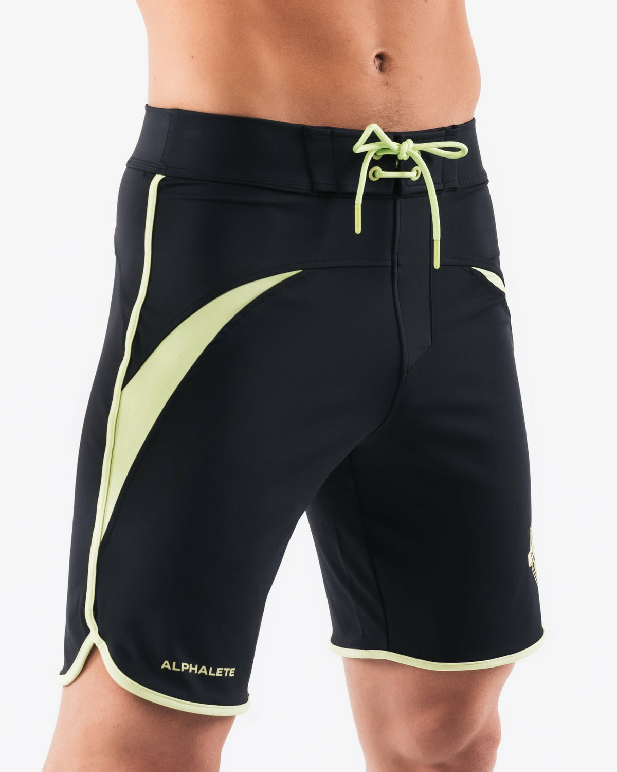 Crescent Boardshort - Black Lime - Men's Athletic Shorts | Alphalete