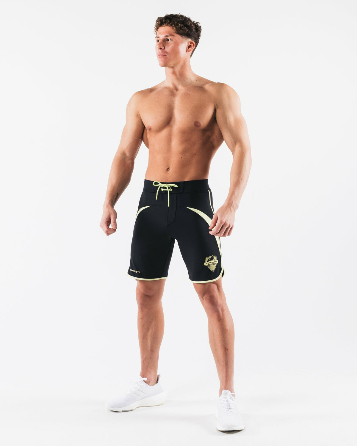 Crescent Boardshort - Black Lime - Men's Athletic Shorts | Alphalete