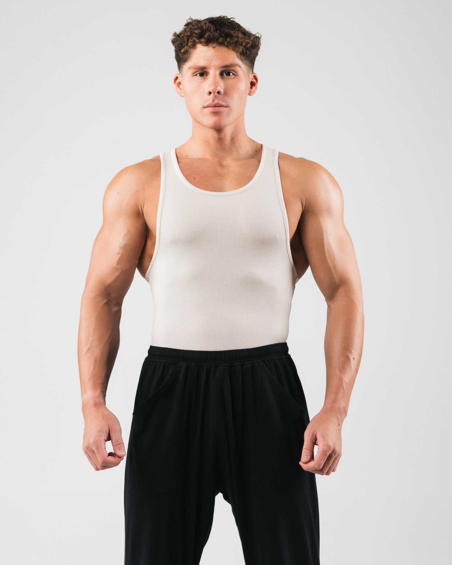 Zero Ribbed Tank 2pk - Cream - Mens Workout Tee | Alphalete