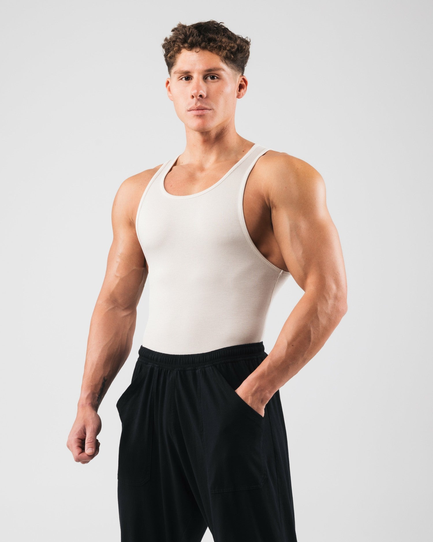 Zero Ribbed Tank 2pk - Cream - Mens Workout Tee | Alphalete