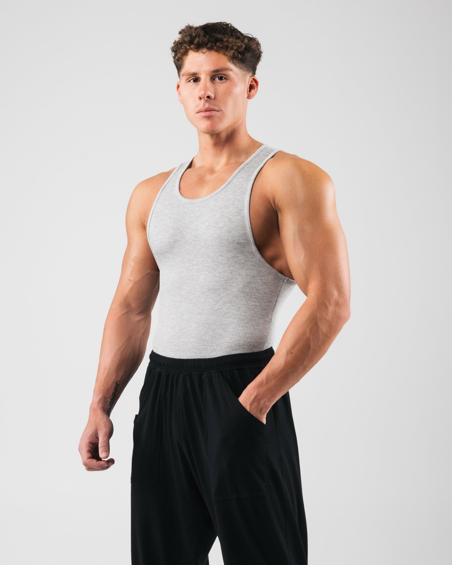 Zero Ribbed Tank 2pk - Heather Grey - Mens Workout Tee | Alphalete