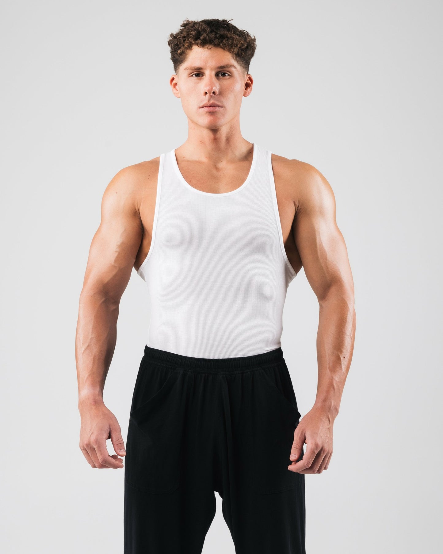 Zero Ribbed Tank 2pk - White - Mens Workout Tee | Alphalete