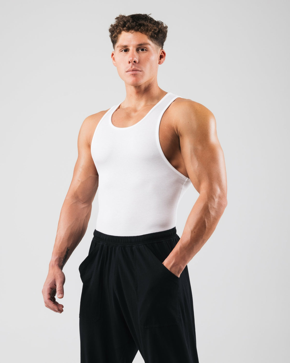 Zero Ribbed Tank 2pk - White - Mens Workout Tee | Alphalete