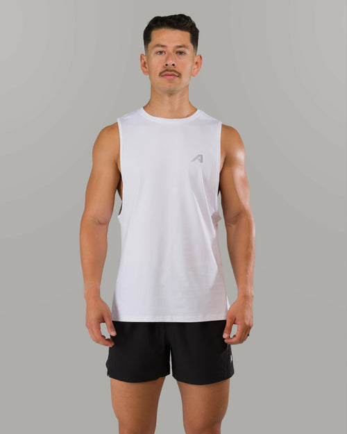 Adapt Cutoff - White - Mens Workout Tee | Alphalete