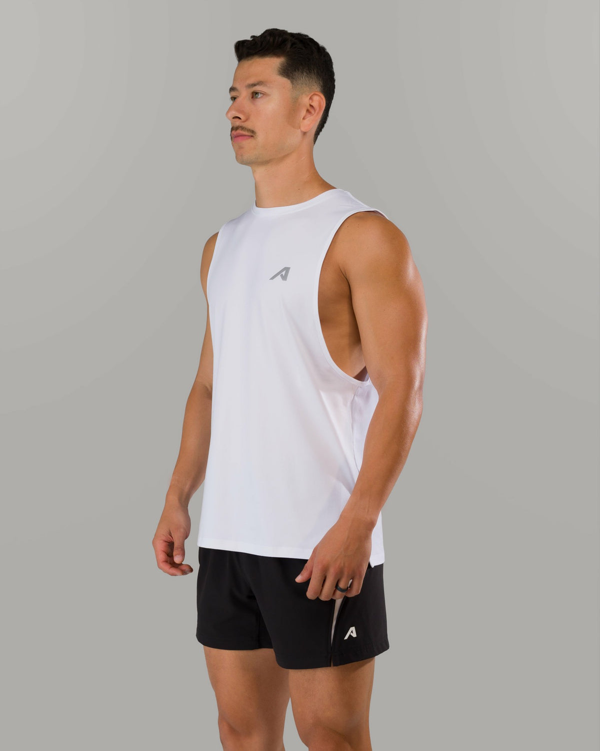 Adapt Cutoff - White - Mens Workout Tee | Alphalete