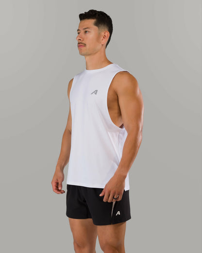 Adapt Cutoff - White - Mens Workout Tee | Alphalete
