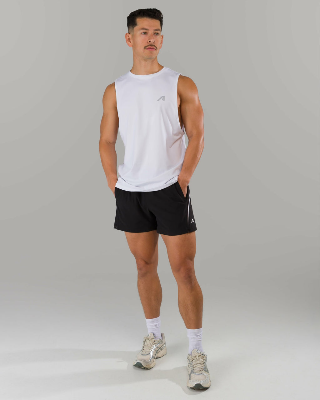Adapt Cutoff - White - Mens Workout Tee | Alphalete