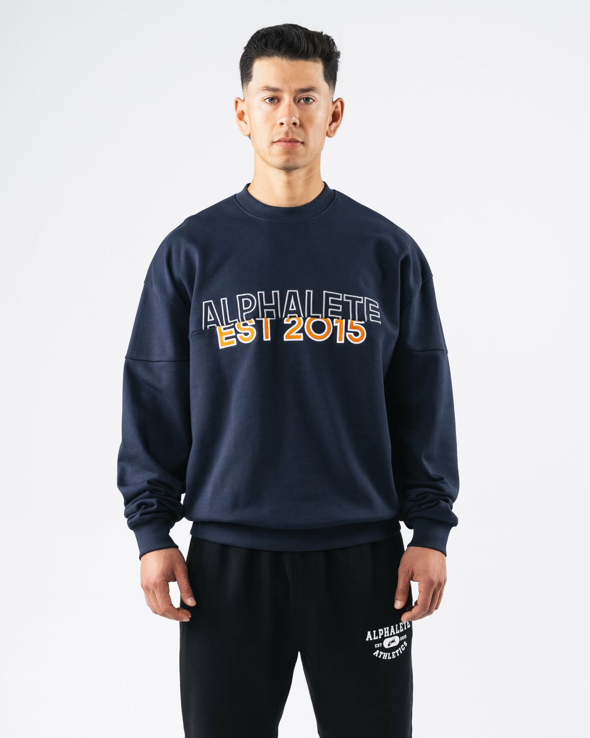 Establishment Split Crewneck - Deep Navy - Workout Clothes | Alphalete