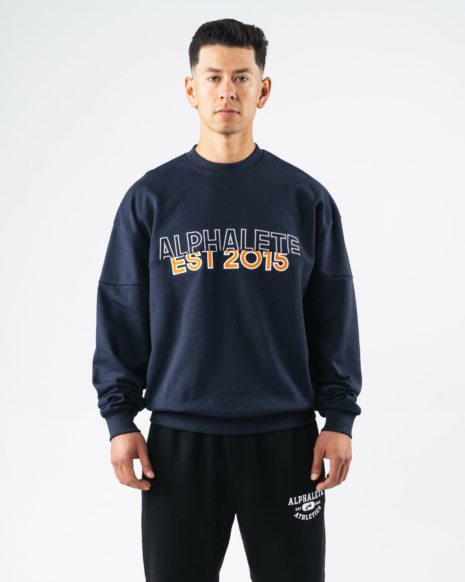 Establishment Split Crewneck - Deep Navy - Workout Clothes | Alphalete