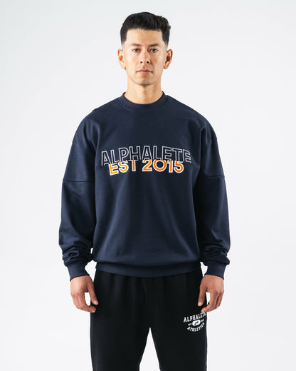 Establishment Split Crewneck - Deep Navy - Workout Clothes | Alphalete