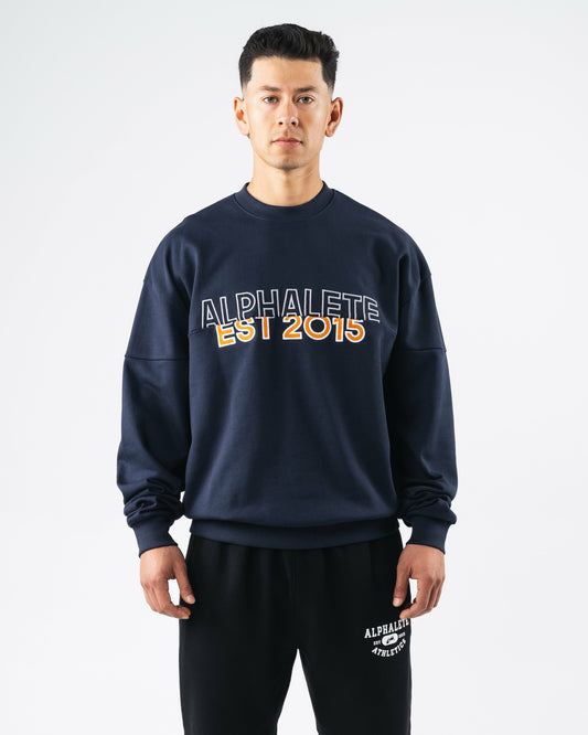 Establishment Split Crewneck - Deep Navy - Workout Clothes | Alphalete