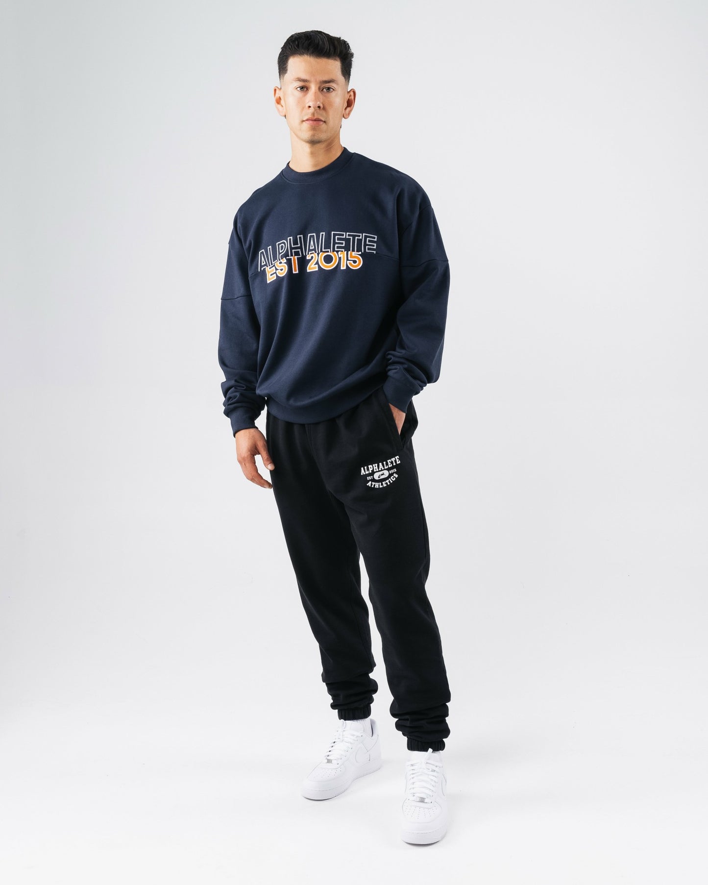 Establishment Split Crewneck - Deep Navy - Workout Clothes | Alphalete