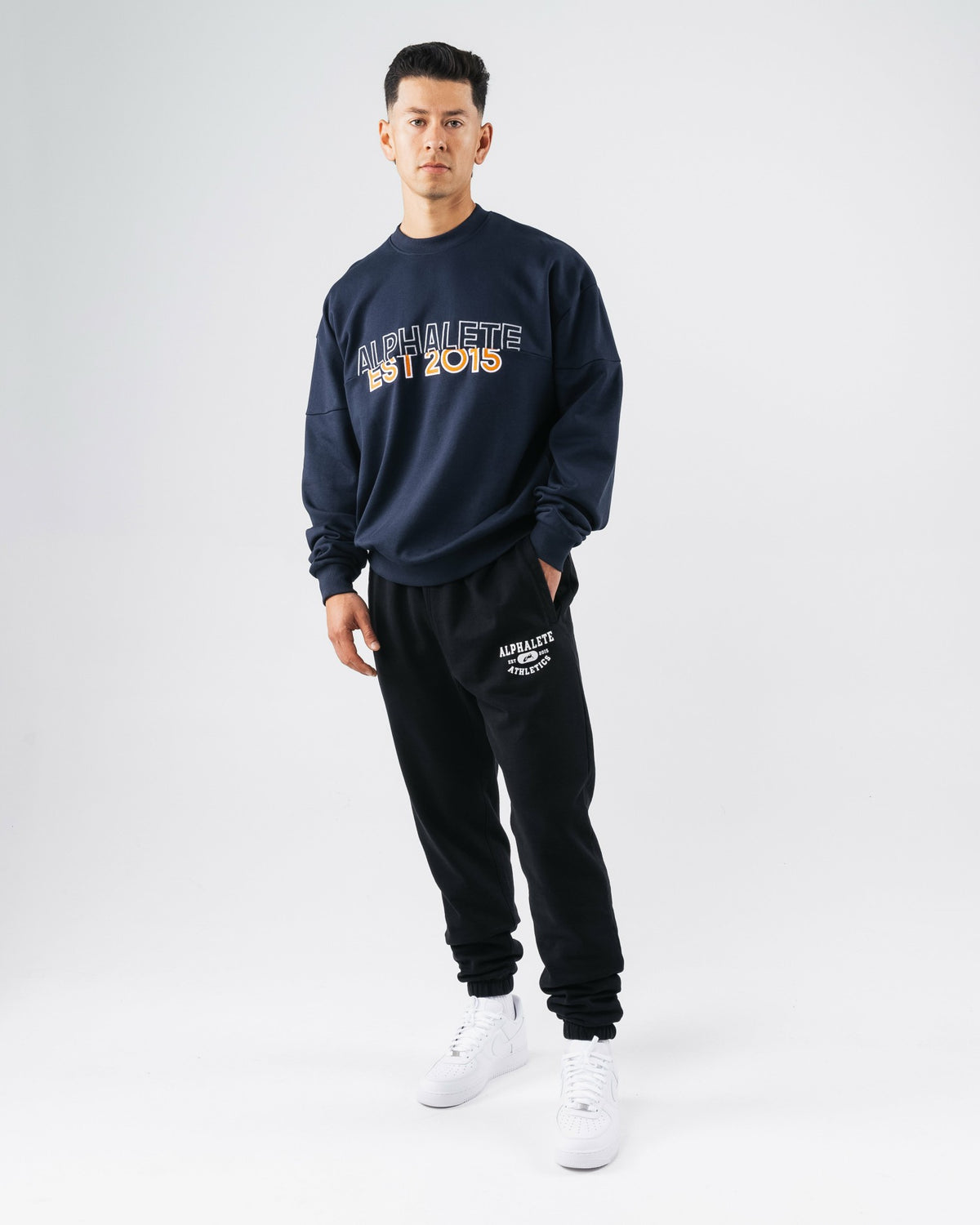 Establishment Split Crewneck - Deep Navy - Workout Clothes | Alphalete