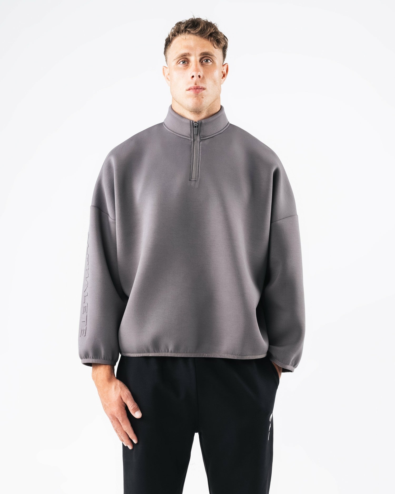 ELMTS Quarter Zip - Heather Cloud - Men Workout Clothes | Alphalete