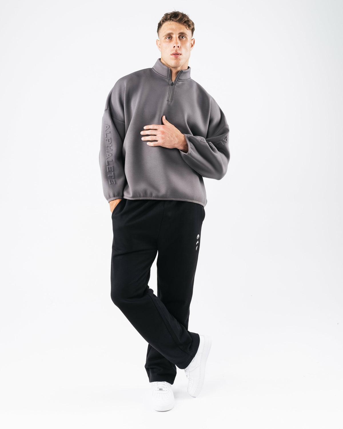 ELMTS Quarter Zip - Heather Cloud - Men Workout Clothes | Alphalete