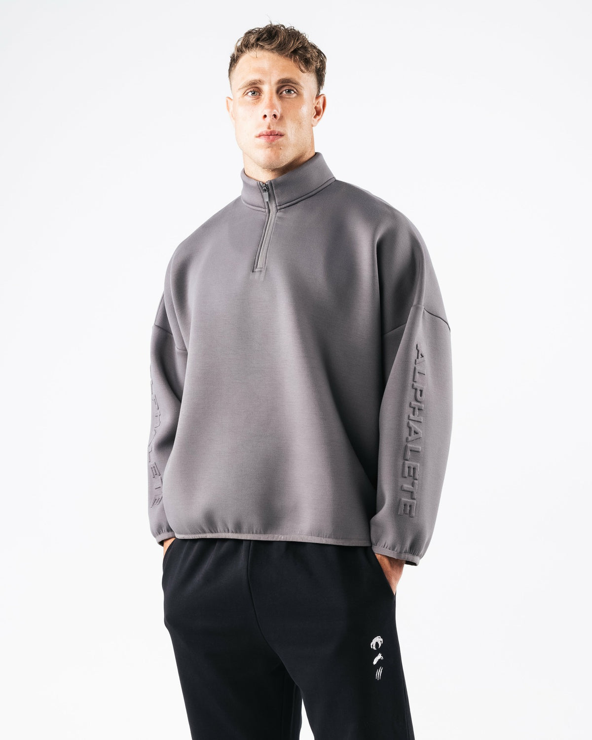 ELMTS Quarter Zip - Heather Cloud - Men Workout Clothes | Alphalete