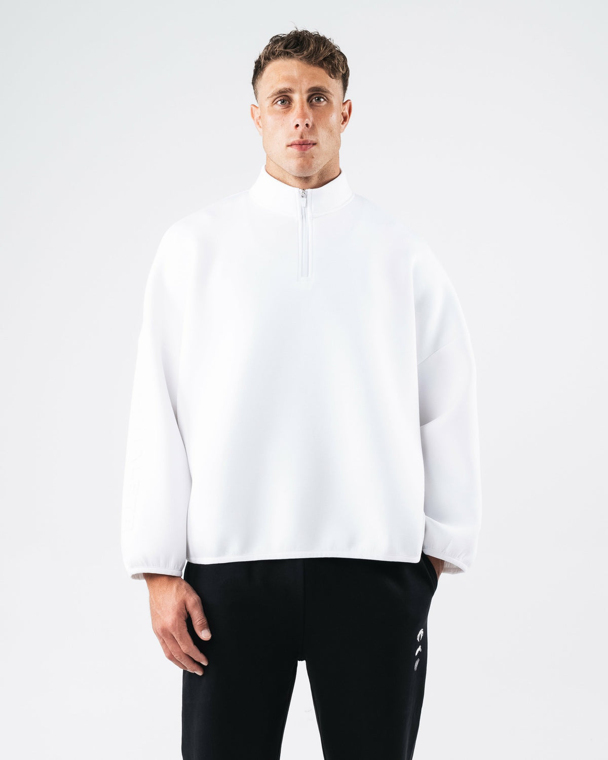 ELMTS Quarter Zip - White - Men Workout Clothes | Alphalete