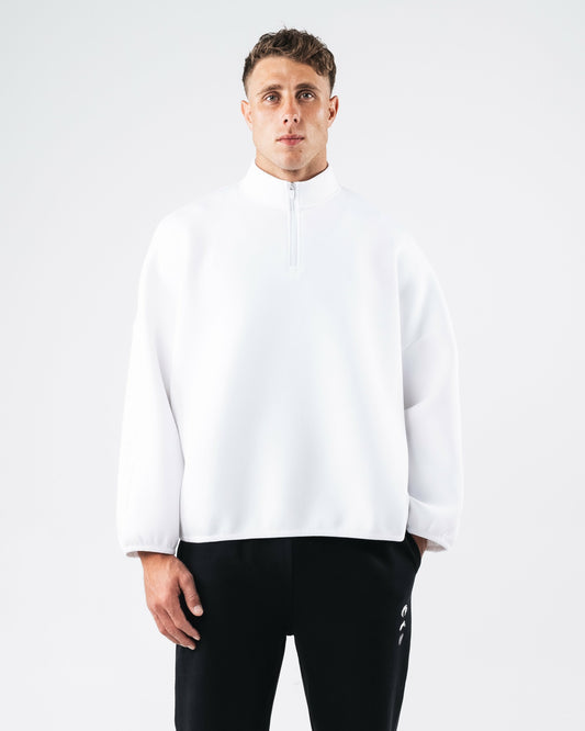ELMTS Quarter Zip - White - Men Workout Clothes | Alphalete