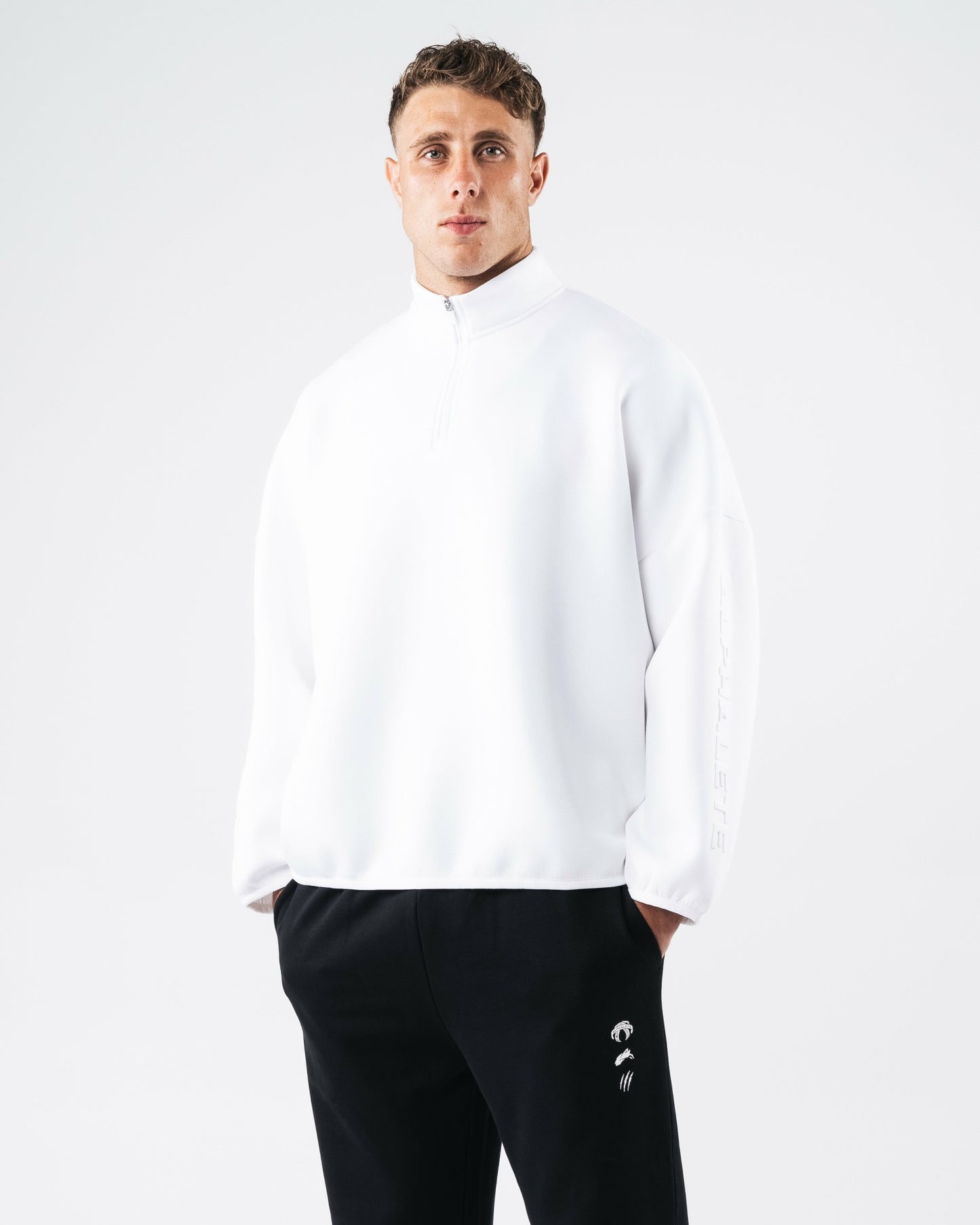 ELMTS Quarter Zip - White - Men Workout Clothes | Alphalete