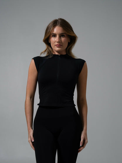 Zip Muscle Tank - Black - Workout Clothes For Women | Alphalete