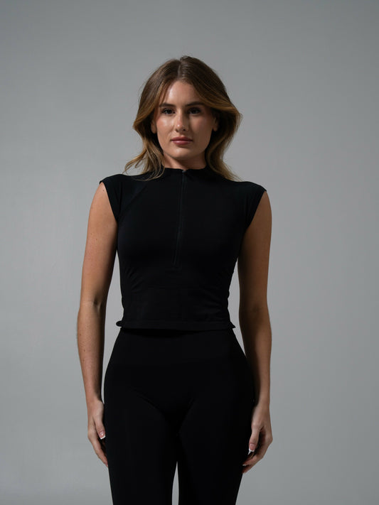 Zip Muscle Tank - Black - Workout Clothes For Women | Alphalete
