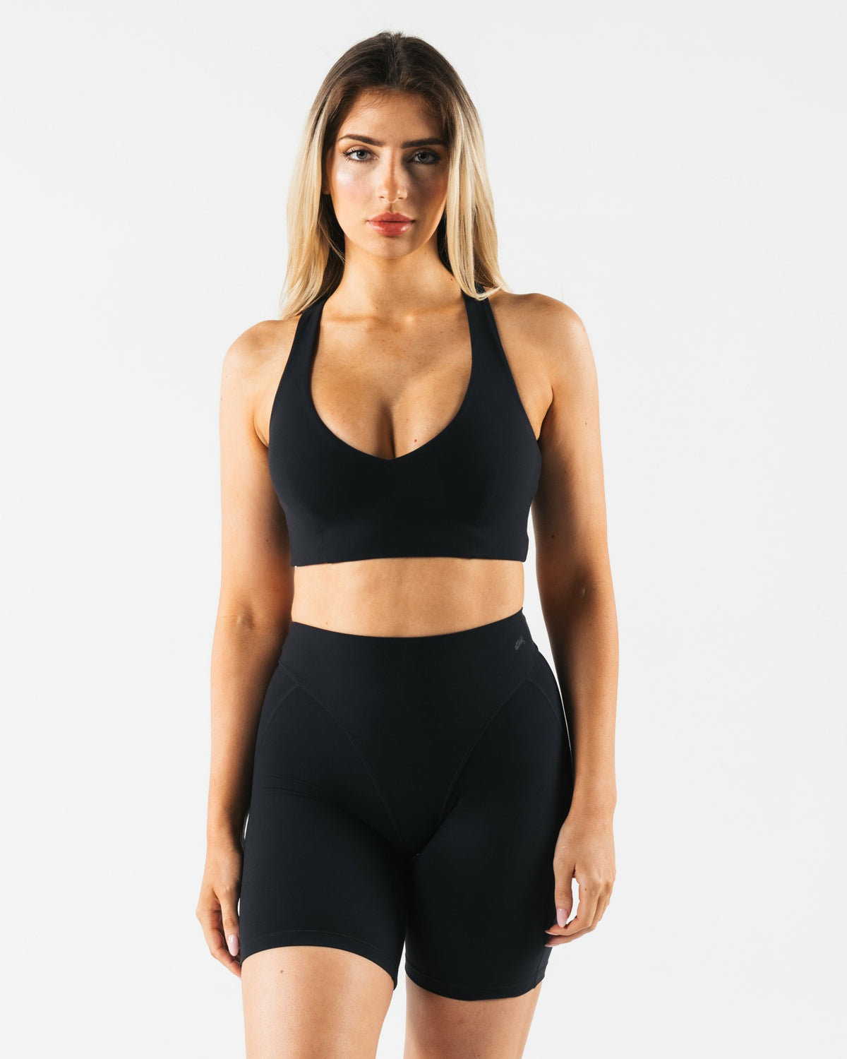 Deep V Cady Bra - Black - Best Sports Bra | Alphalete