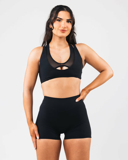 Mia Mesh Bra - Black - Best Sports Bra | Alphalete
