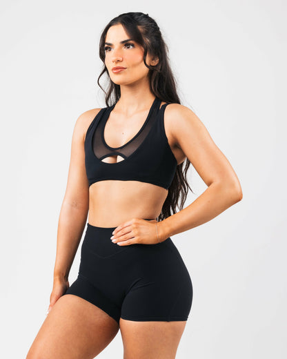 Mia Mesh Bra - Black - Best Sports Bra | Alphalete