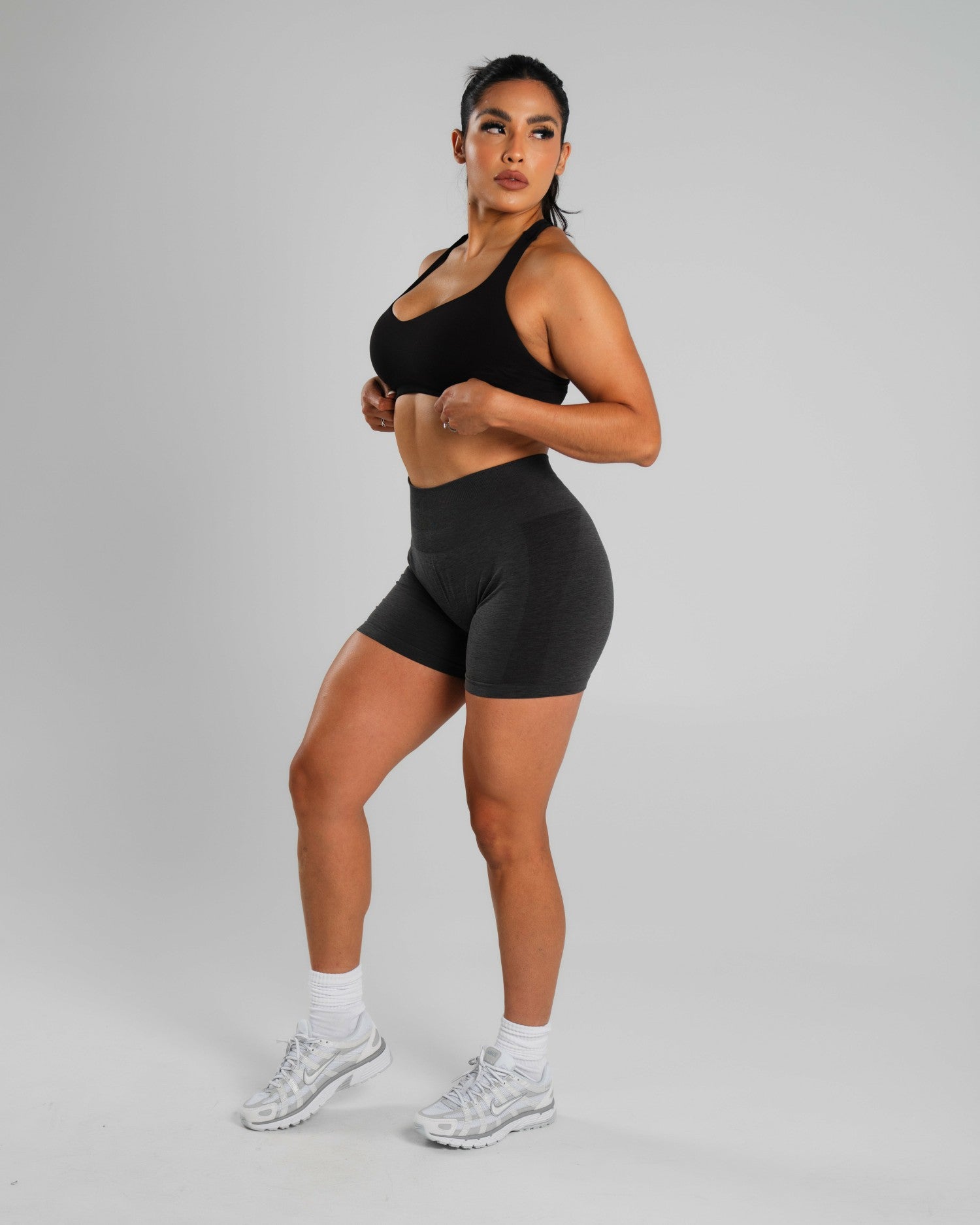 Amplify Mid Rise Short - Dark Heather Grey | Alphalete